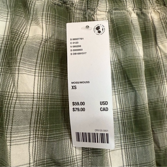 NWT BDG Urban Outfitters Mae Flannel Pants XS Green Plaid Carpenter Wide Leg - Picture 10 of 12
